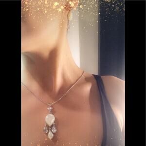 White stone Necklace and earrings